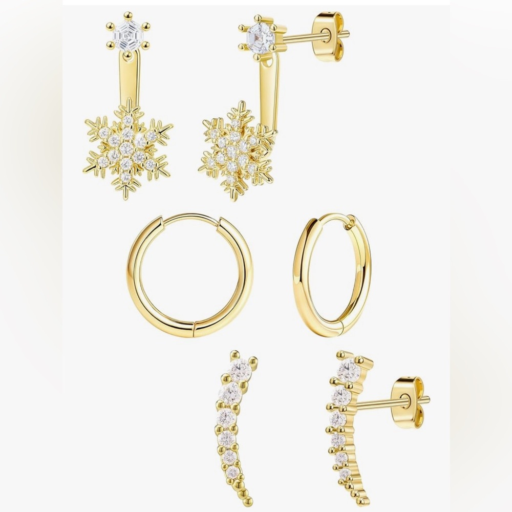Gorgeous Rocksbox 14KT dip White topaz adorable set of 3  earrings